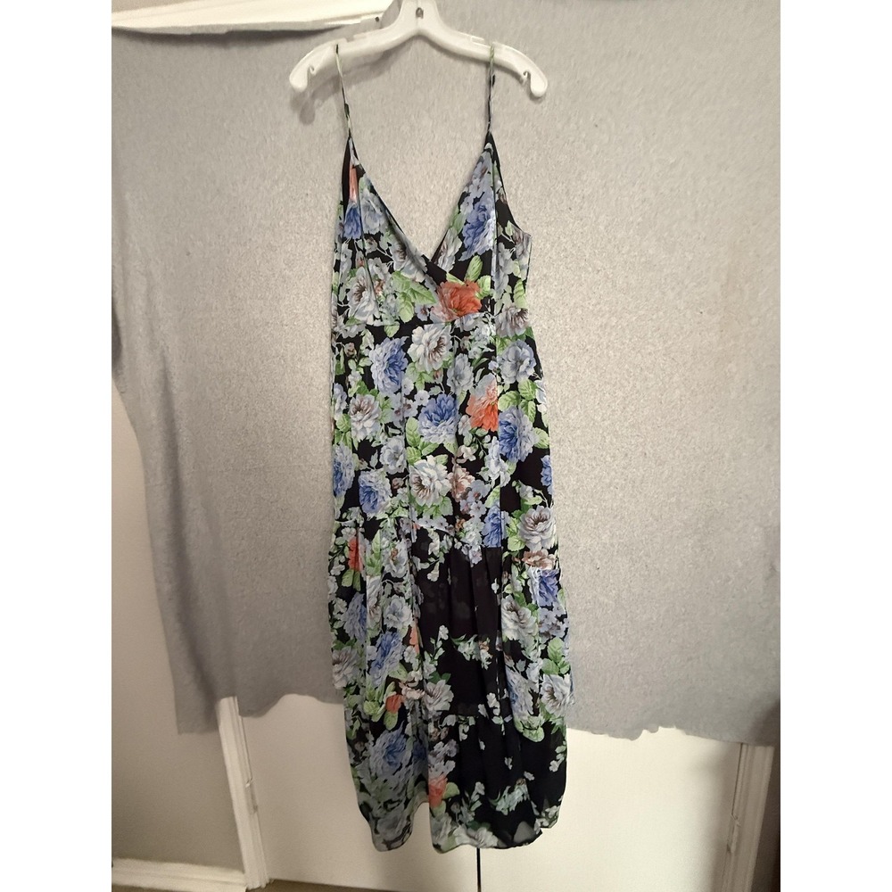 Lulus Dress Womens XL Multicolor Floral Chiffon V Neck Maxi Sundress Lined